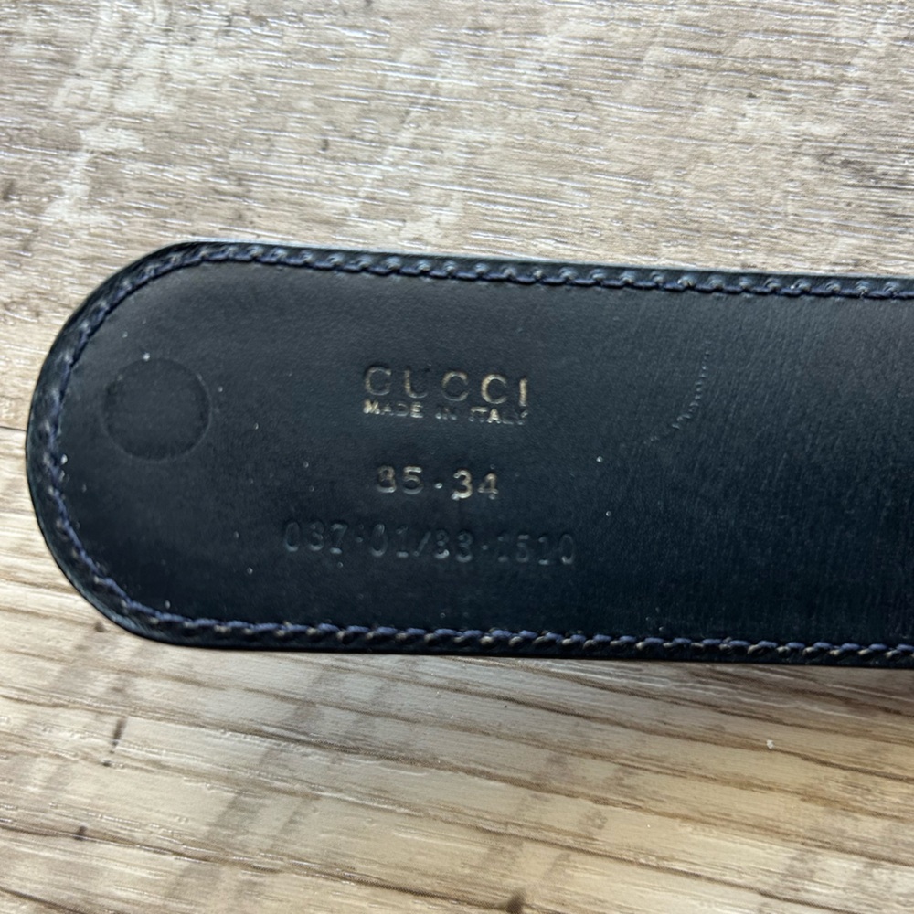 Gucci Belt Interlocking G Navy Gold 65cm Made in Italy - Picture 6 of 9